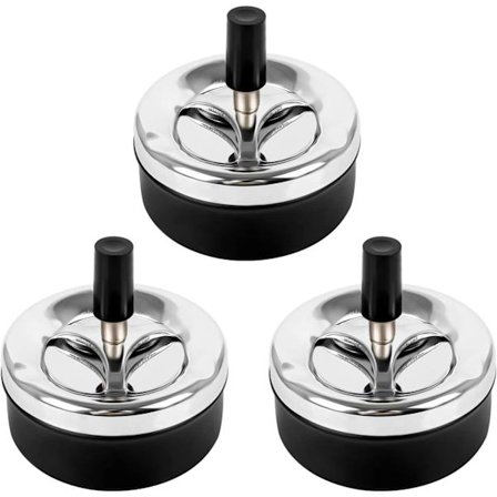 3 stängda askkoppar med svängfunktion, vindaskkopp med lock antilukt askkopp roterande askkopp vindaskkopp med lock för inomhusbruk