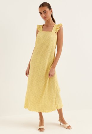 PIECES - Pcflora Strap Flounce Dress - French Vanilla AOP:Small white flower