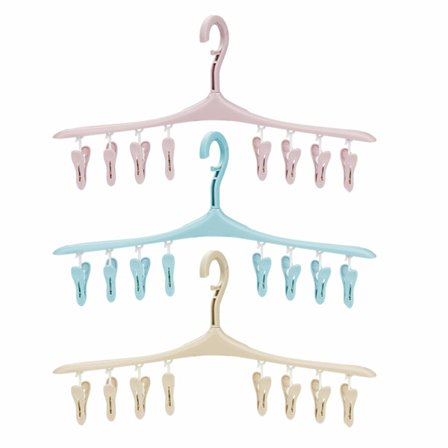 3 stk. plastik tørrestativ med 8 klemmer, vindtæt design, roterbart tørrestativ til sokker, håndklæder, undertøj, babytøj