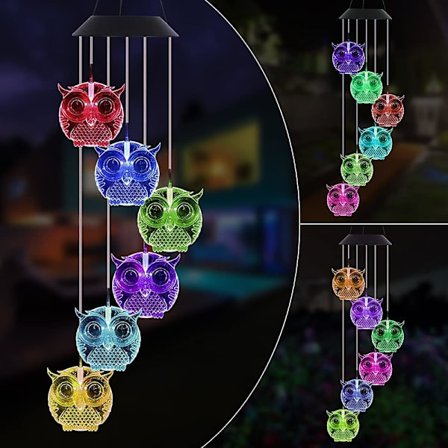 Utomhus vindklockor, uggla LED sol vindklockor utomhus dekorativa