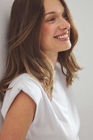 NA-KD Haut en tissu chinois à épaules drapées - - Blanc - M (EU 38-40)