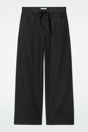 COS Women's Wide Leg Drawstring Trousers in Black