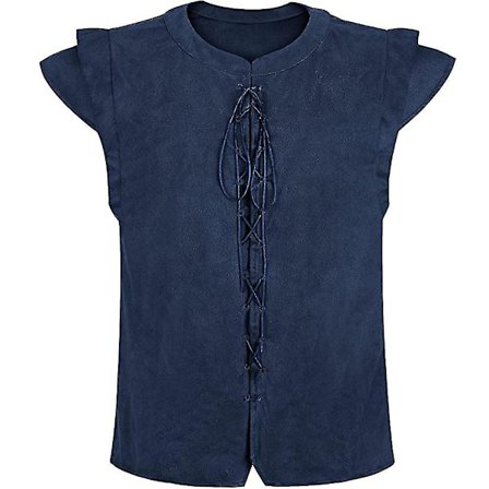 Medeltida renässans piratväst män Läderkostym Spets framtill Herrväst Vuxen Vintage Halloween Carnival Dress Up Party