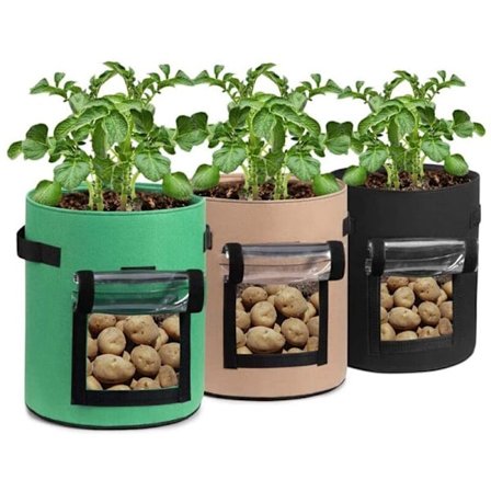 3 pakker 10 gallons plantevekstposer, gjennomsiktige vindugrønnsakvekstposer for poteter gulrøtter, M