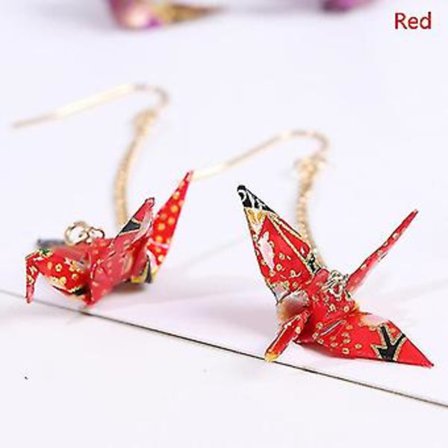 Kranich Örhängen Origami Miniblings Fåglar Tranor Faltkunst Senbazuru Papper ( )