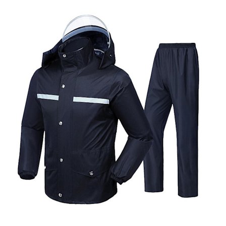 L Mænds Vandafvisende Regnjakkesæt Med Refleksstribe Vandafvisende Jakke Buksesæt Regnjakke Vindtæt Hætte Regnjakkesæt Til Fiskeri Camping Udendørs 