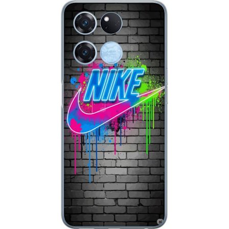 OnePlus Ace Racing Genomskinligt Skal Neonfärgad street art logotyp färgstark graffiti i blått, rosa och grönt spray på tegelvägg trendigt urban