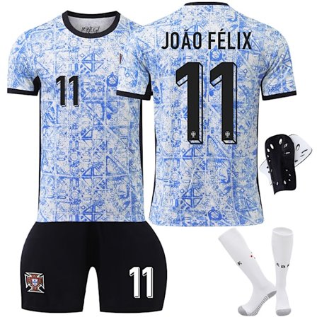 Portugals landslagsdrakt 2024, bortedrakt, nr. 7 Cristiano Ronaldo 8B Fee 11 Phillips Europacup draktsett, grenseoverskridende versjon nr. 11