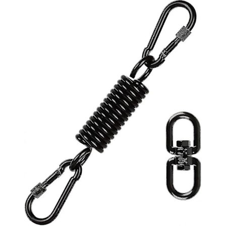 Oscillerende fjeder til hængestol, hængestol med 2 360° drejelige karabinhager og kroge, karabinhage, belastningskapacitet op til 250 kg