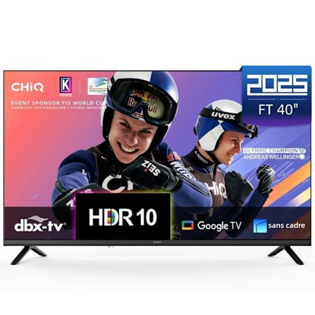 CHiQ L40FT TV 40" (100 cm), Full HD, HDR10, Google TV OS, Inbyggd Chromecast, Ramfritt Metalldesign