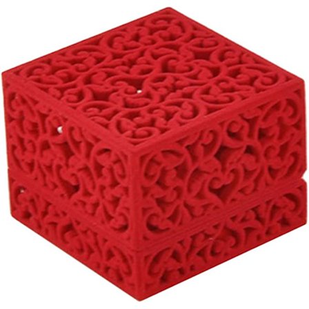 Fløyels smykkeskrin for ring, halskjede, øredobber (rød)