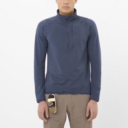 Salomon - Midlayer mit halblangem Reißverschluss Herren Essential Lightwarm - Blue Nights