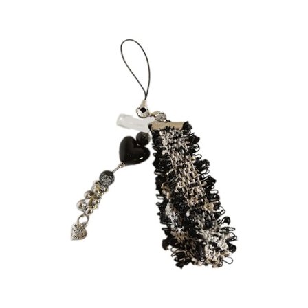 Pärlstav Telefon Snodd Handledsremmar Fjäril Telefonkedja DIY Handgjord Rosett Nyckelring Ryggsäck Telefon Kameratillbehör färg Svart