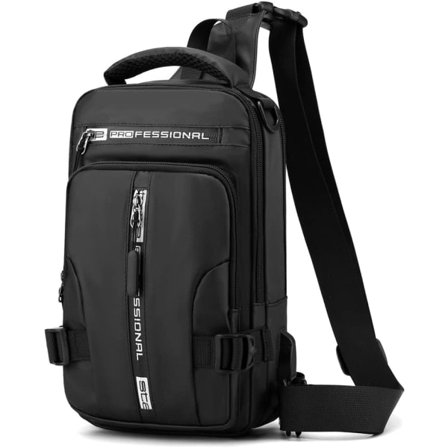 Canvas Sling Bag Rygsæk Crossbody Skuldertaske Brysttaske til Mænd Kvinder Rejse Udendørs Business Rygsæk Daypack #29sort(nylon)