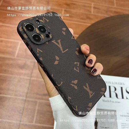 Etui til iPhone 14 Sort kant brunt blomster læder tekstur