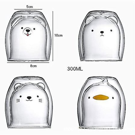 3D Søt Bjørn Krus Dobbelvegget Bjørn Katt Panda Espresso Kopper