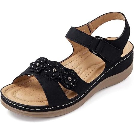 Kile Sandaler til Kvinder Ankelrem Åben Tå Sommersandaler Strand Bohemia Komfortable Platform Udendørs Flatsko