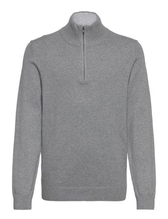 Zip Neck Jumper Tops Knitwear Pullovers Grey Mango