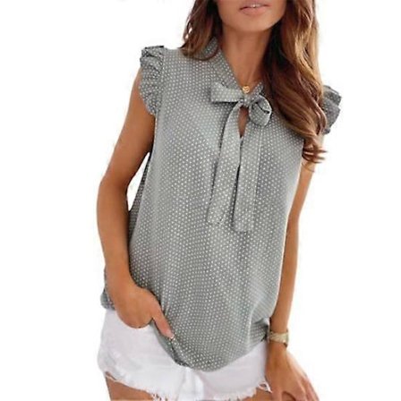 Sommar Skjorta Söt Kortärmad Sommar Sommar Skjorta Volang Prickig Skjorta Sommar Skjorta Kompatibel med Samling