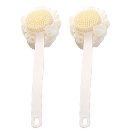 Langhåndlet Badebørste for Rygg - Myk Hårbadebørste for Voksne, Beige