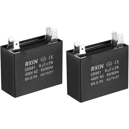 TCGG-Kondensator Takvifte CBB61 6uF 450V AC Dobbel Innsetting Metallisert Polypropylen Filmkondensatorer 47x20x37.5mm for Generator Motor (FMY)