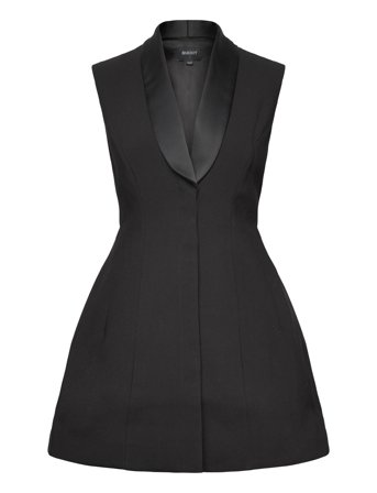 Bardot Destene Satin Lapel Mini Dress - Black - M