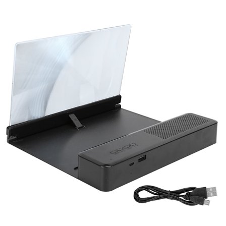 26X 10 tommer trådløs højttaler Mobiltelefon Skærmsforstørrelse Bluetooth Lydholder Forstør Svart