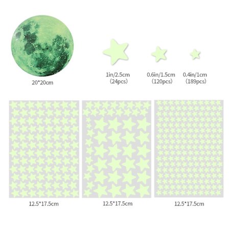 Selvlysende stjerner Selvlysende prikker Selvklebende, 637 stjerner