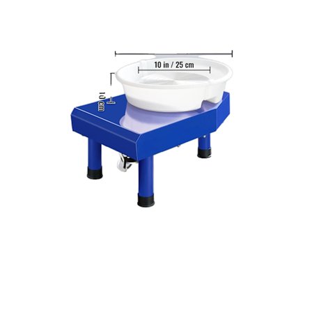 Keramikhjul, 10 tum vändskiva, 60-300 RPM hastighet, avtagbar skål,Blå