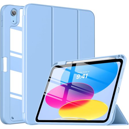 Etui til iPad (A16) 11. generation 11 tommer 2025, med penholder, slankt beskyttelsescover med klar bagside, automatisk våge/dvale