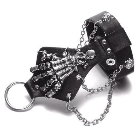 Punk Rock Alloy Skull Handgjord Nitar Kedjeband