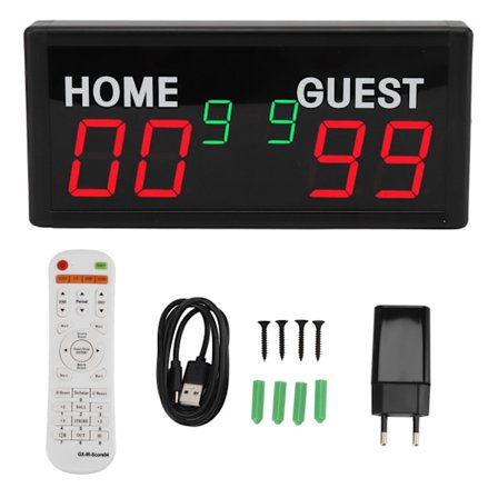 Basketball og Fotball Bærbar Resultattavle 1,8 tommers Fjernkontroll Scorer for Innendørs Ballsport 100‐240V EU-kontakt