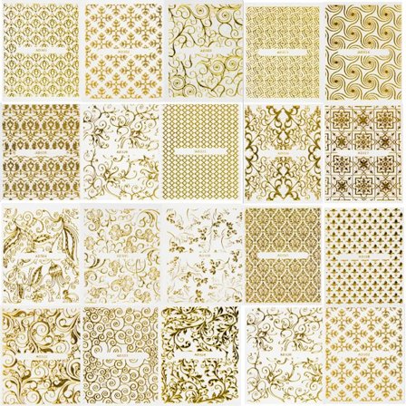 20 stk. Neglekunst Sticker Sæt, 3D Selvklæbende Folie Guld Glitter De