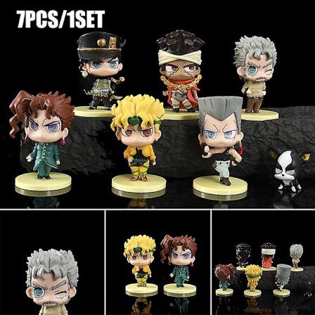7 stk./sæt Jojo's Bizarre Adventure Model Anime Figuriner Samleobjekter Sød Bilindretning Kage