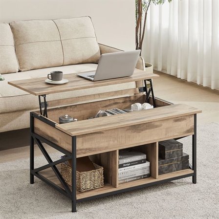 Sohvapöytä nostettavalla kannella ja säilytystilalla – Ruskea/Musta