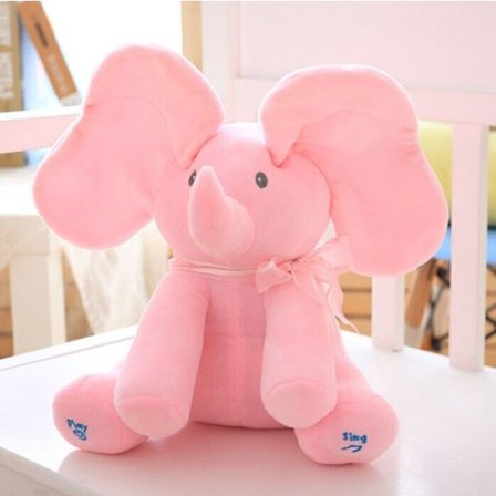 Ny Söt Plyschleksak Tittut Mjuk Elefantdocka med Sångfunktion