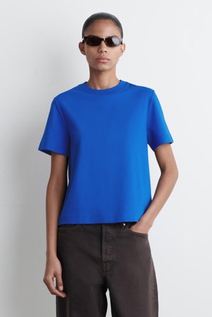 COS Women's Clean Cut Regular T-Shirt in Blue
