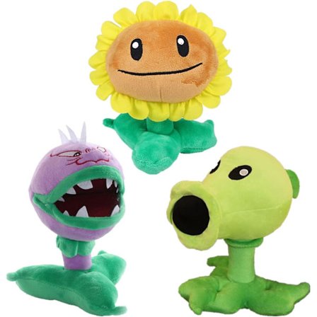 3 stk. Plants VS Zombies Plante Sæt Plyslegetøj Polka Dots, Blød Fyldt Chomper Dukke, Solsikke PVZ Fi