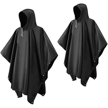 2 stk. Regnponcho til voksne, letvægts genanvendelig poncho vandtæt voksen Eva regnfrakke nødregntøj med hætte til vandreture