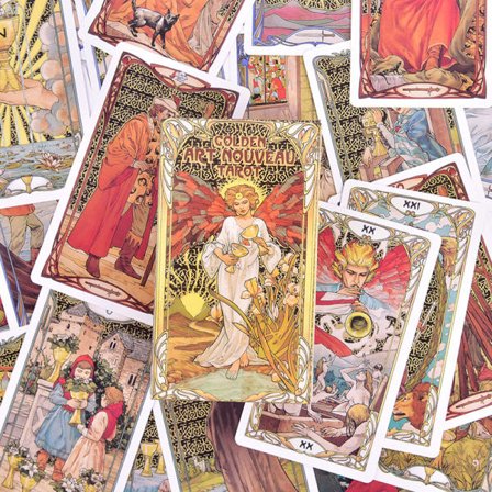 Golden Art Nouveau Tarot -pakka, 78 korttia aloittelijoille, ClassAr Multicolor, yksi koko