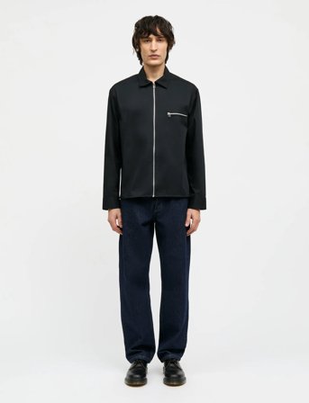 Mads Nørgaard Narrow Twill Dexter Zip Shirt - Black - S