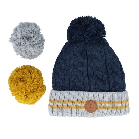 Cabaïa - Blau Pom Mütze - Creamy Gin New Navy Mustard Pom @ Hatstore