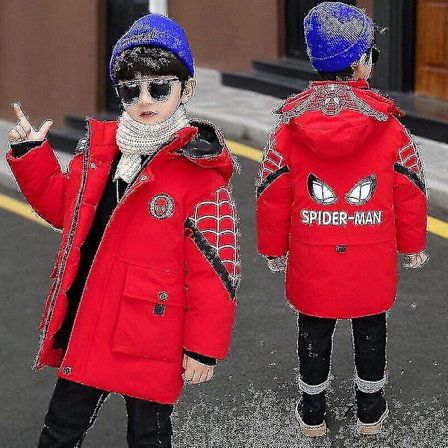 Børne Drenge Spiderman Hættejakke Vinterfrakke Parka Yderbeklædning
