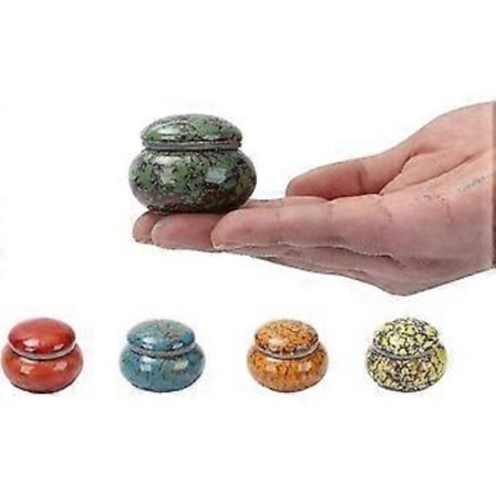 Liten urne for aske - 1,6 håndlaget urne - Små minneurner - Miniurne av keramikk - Rommer 1,2 kubikktommer aske (blå) Zekai