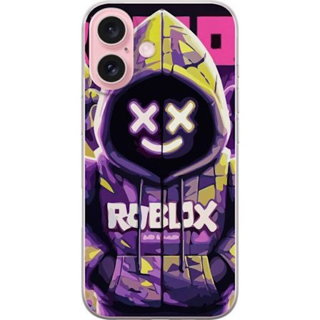 Yhteensopiva Puhelinkuori Apple Apple iPhone 16 Värikäs Roblox-inspiroima hupparihahmo neoneilla ja maskilla, digitaalinen peli-illustraatio täydel