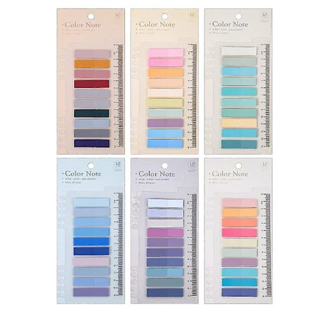 1200 stk. Sticky Tabs, Flyttbare Filfaner Fargede Skrivbare Bokmerker Med Linjal For Sidemarkering