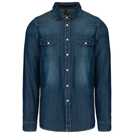 Kariban Herr Denim Långärmad Skjorta XL Blå Jeans