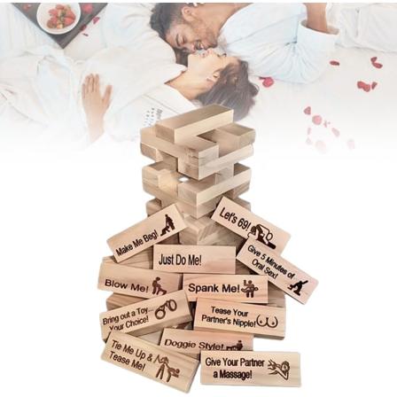 Naughty Block Tower -peli - Hauskat puupinoamispalikat pareille - Suhteenrakennuslelu - Ilke lahja - Pariaktiviteetit