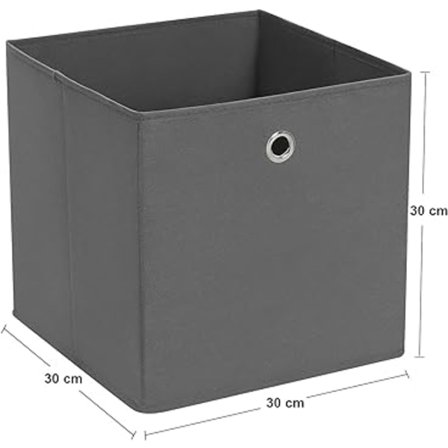 Grå 30 x 30 x 30 cm Set med 1 Vikbar Förvaringslåda i Ovävd Tyg
