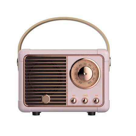 Retro Bluetooth-høyttaler, gammel klassisk stil Vintage FM-radio, høyt volum, Bluetooth 5.0 trådløs tilkobling (rosa)